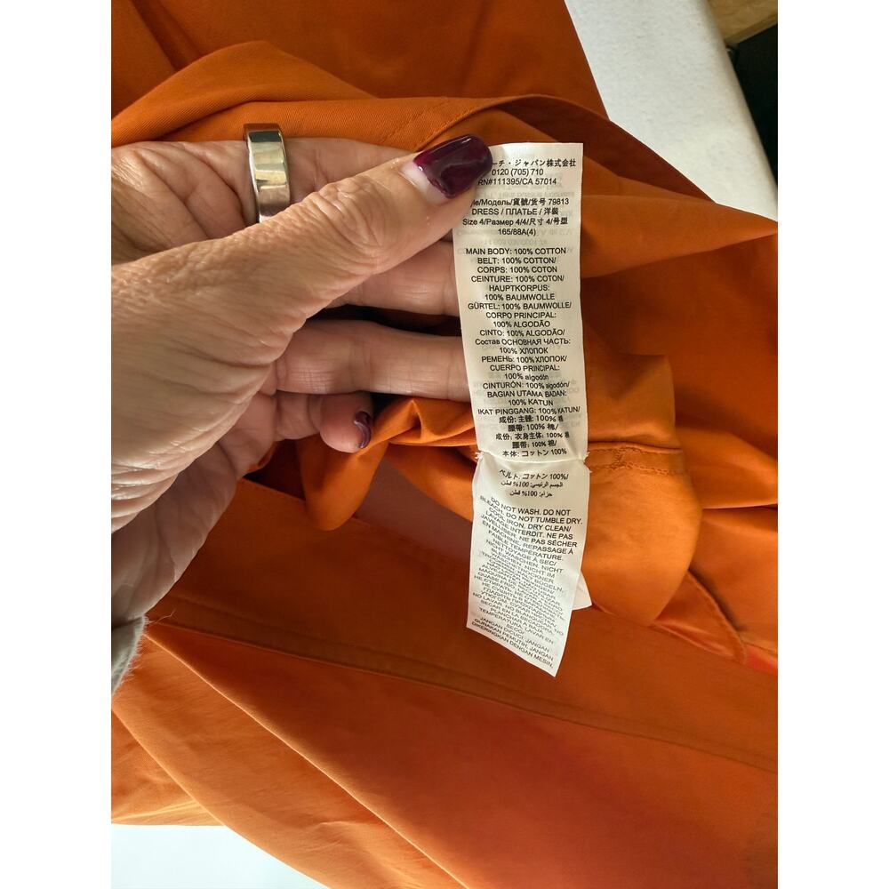 Tory Burch Artist Dress Tuscan Orange Size 4 NWT Cotton POplin $428 - Picture 11 of 13